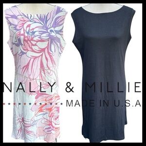 NWT Nally & Millie Black/Pastel Floral Reversible Sleeveless Dress (XL)